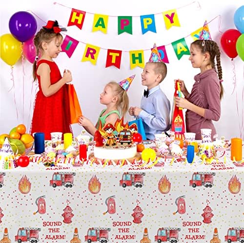Fire Truck Birthday Table Cover - 2 Pack 54x108 Inches