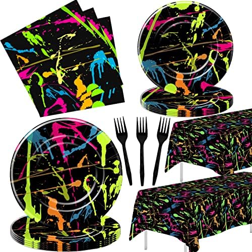 Neon Graffiti Party Tableware Set for 24 Guests