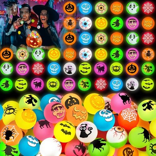 105PCS Halloween Glow in the Dark Bouncy Balls Bulk