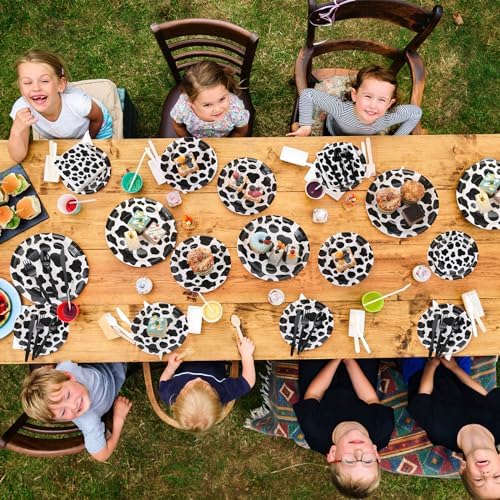 Layhit 160 Pcs Cow Print Birthday Plates Set for 40 Guests
