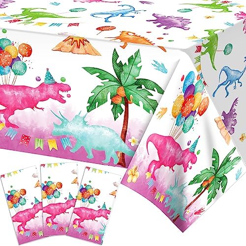 PHOGARY Dinosaur Tablecloth 3 Pack for Kids Party