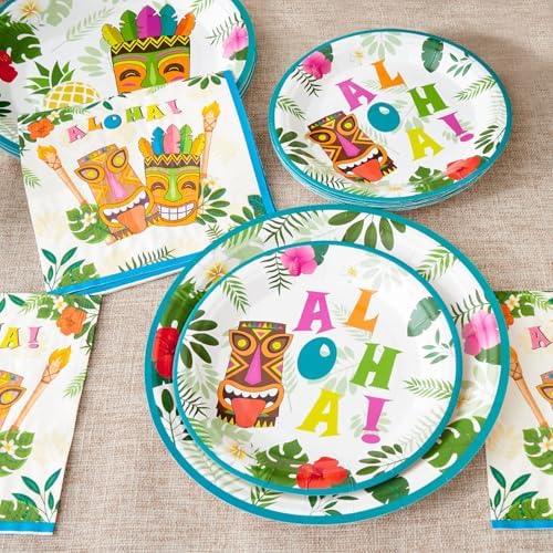 WERNNSAI Hawaiian Luau Party Plates and Napkins Set