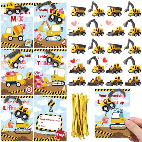 Libima 30 Piece Valentine Construction Vehicle Gift Set