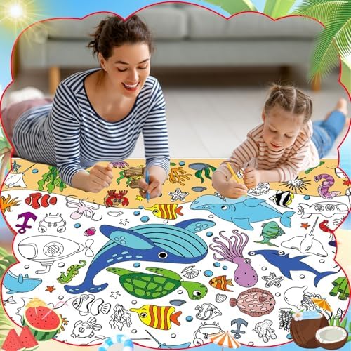 AUGSUN 2 Piece Giant Summer Coloring Poster Set