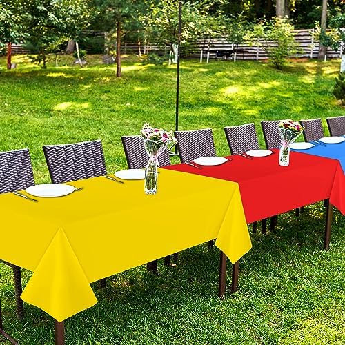 Hosuly 12 Pcs Red and White Striped Tablecloths for Kids Birthday Party