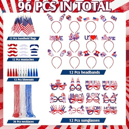 96 Pcs 4th of July Party Favor Set