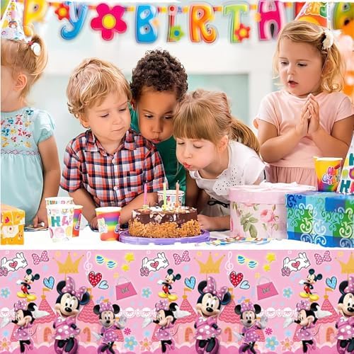 2pcs Minnie Tablecloth Disposable Tablecover for Birthday Party Decorations