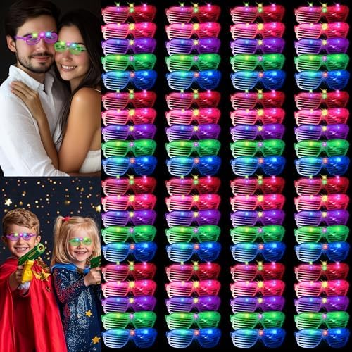 80 Pack LED Glow Glasses with 3 Batteries