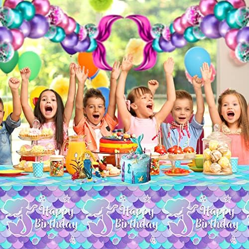 3 Pcs Mermaid Tablecloth for Birthday Decorations