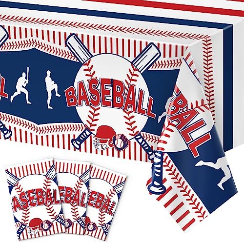 3pcs Baseball Themed Tablecloth - Party Decorations