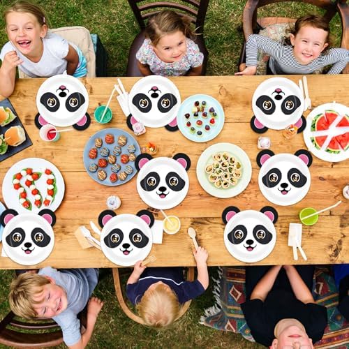 48Pcs Panda Paper Plates Birthday Party Decor