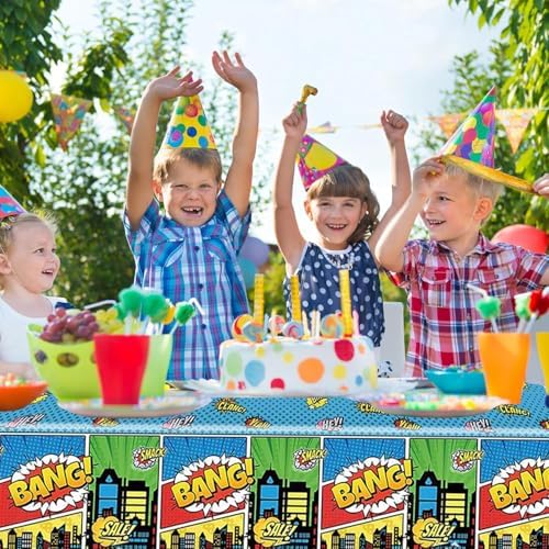 3Pcs Superhero Birthday Tablecloth 71x425 Inches